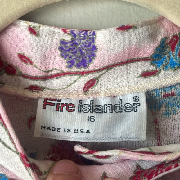 Vintage Fire Islander floral print long sleeve button down top - Picture 4 of 6